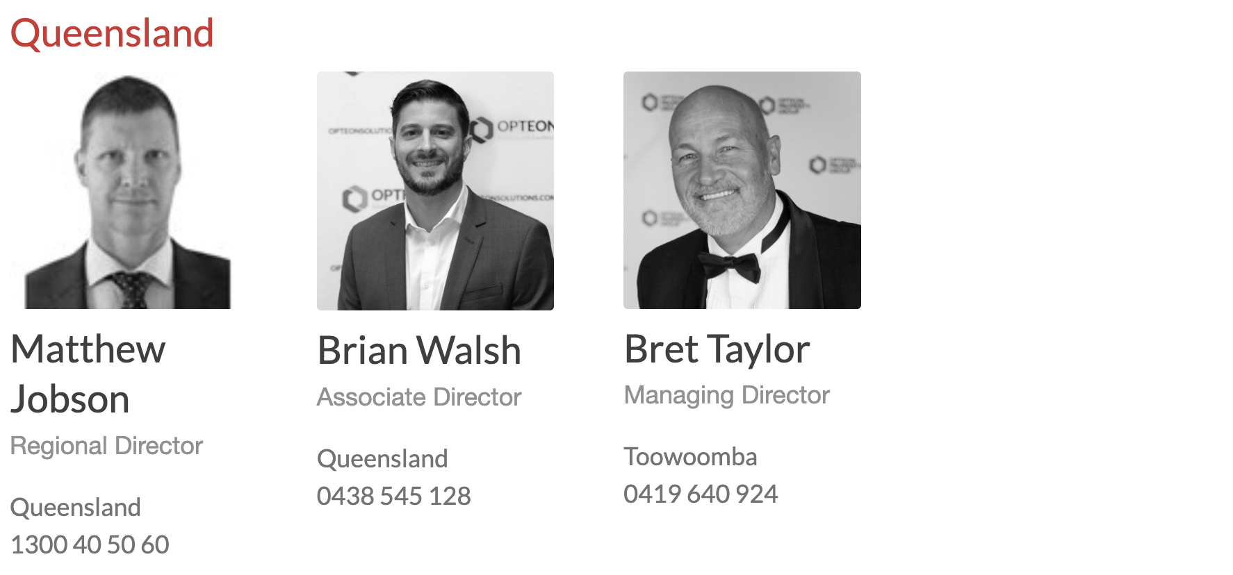 Queensland staff contact information